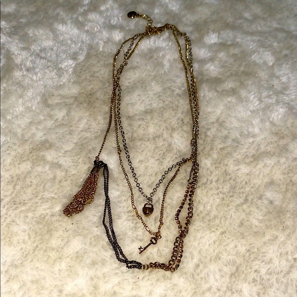 Forever 21 Gold and Silver Layered Necklace with Pendant - Picture 1 of 8